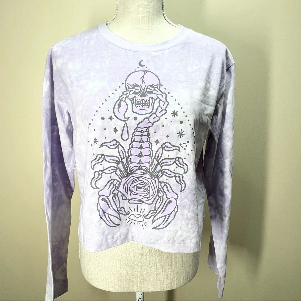NWT Santa Cruz Scorpio Purple Tie Dye Long Sleeve Crop Top T Shirt Small